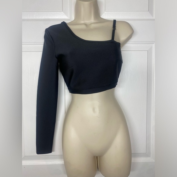 Kali Bandage Black Crop Top  One Shoulder Top Small - Picture 4 of 6